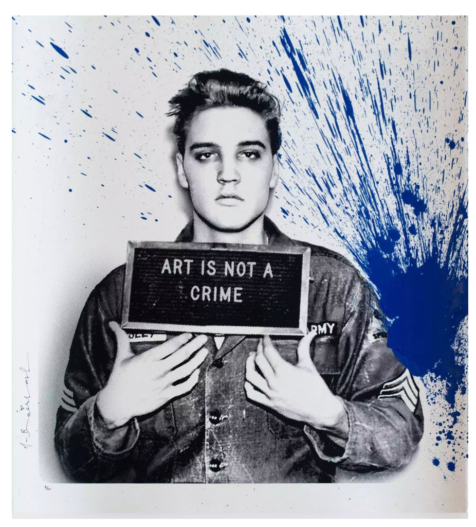 Mr. Brainwash: Elvis (blue), 2019 Silkscreen with hand spray.