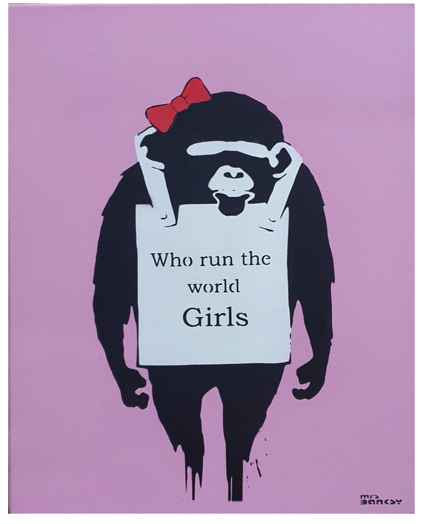 Mrs Banksy: Who Run the World, 2019 Spray paint on canvas
