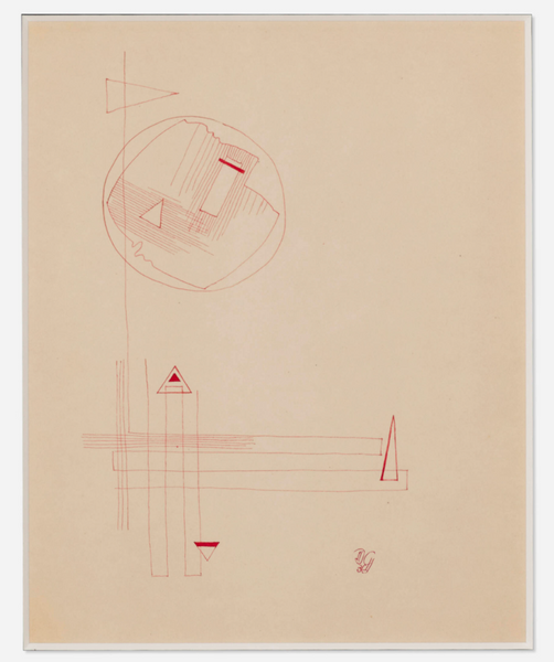 Dwinell Grant: Sphere and Triangles, 1936 Red Ink on Paper