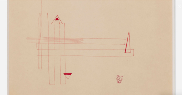 Dwinell Grant: Sphere and Triangles, 1936 Red Ink on Paper