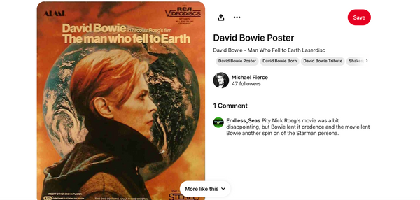 David Bowie, RCA Music Original Cover Art for Man Who Fell to Earth 1977