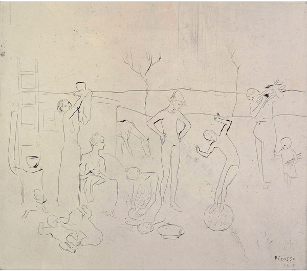 Pablo Picasso: Les Saltimbanques, from La Suite des Saltimbanques, engraved 1905 printed 1913