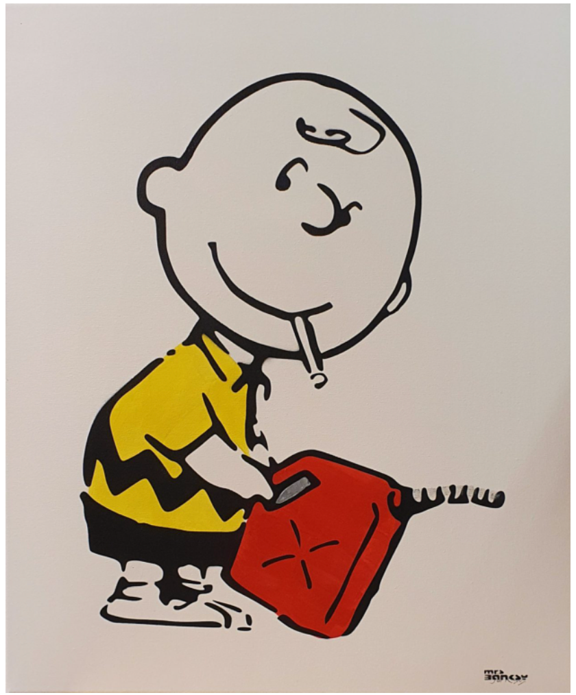 Mrs. Banksy: Charlie Brown, 2019 Spray paint on canvas