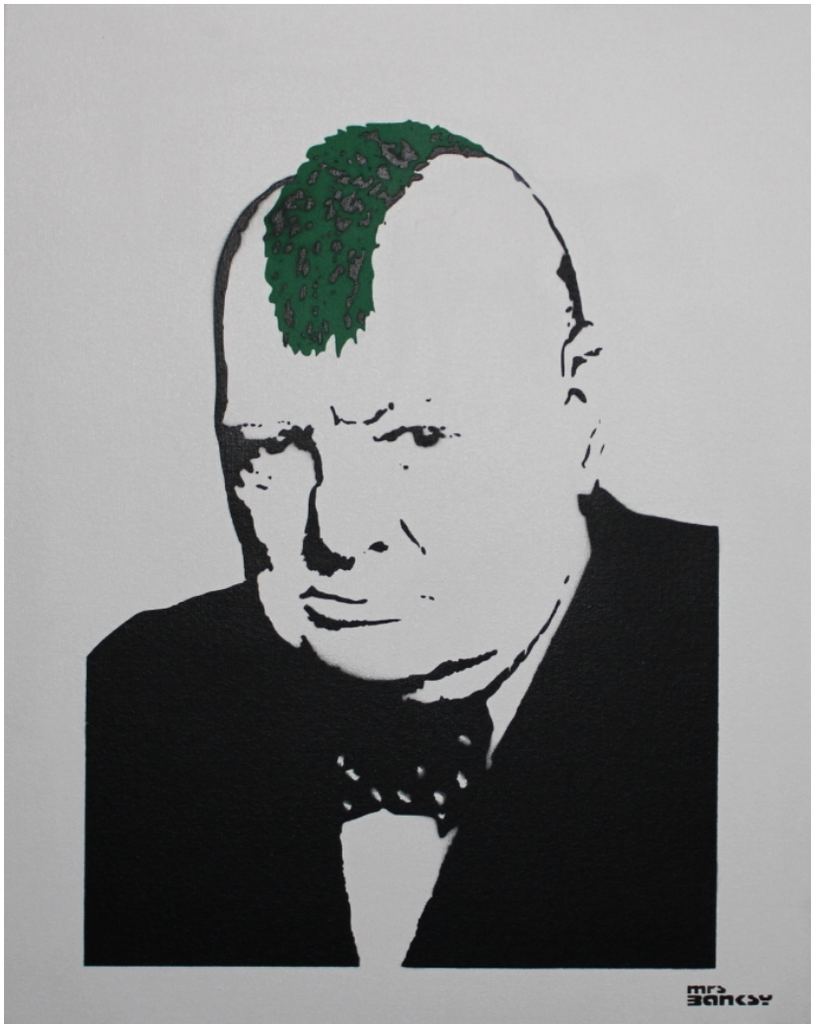 Mrs. Banksy: Churchill, 2019 spray paint on canvas
