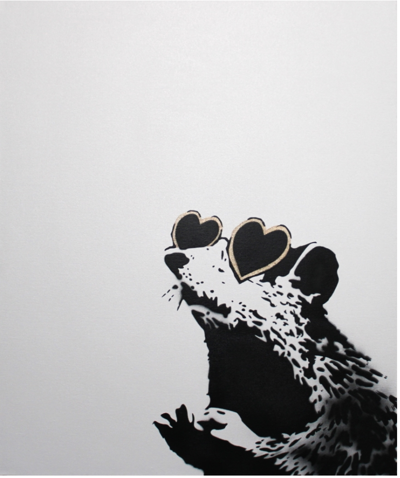 Mrs. Banksy: Ratheart, 2020 Spray paint on canvas