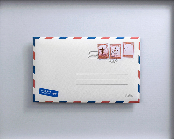 Pejac: Love Letter, 2018 Custom made envelope from Paper Arches 250 gr with crate